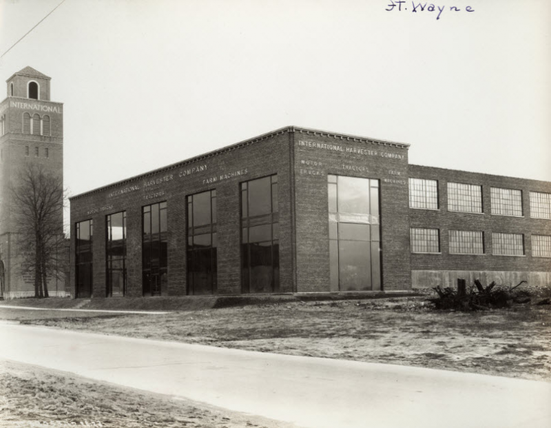 Photo of International Harvester Building in Fort Wayne from 1935.