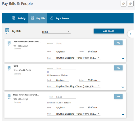 Bill Pay Desktop View Bill Pay Desktop View