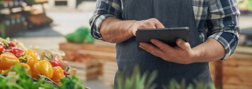 A person in a store on an ipad