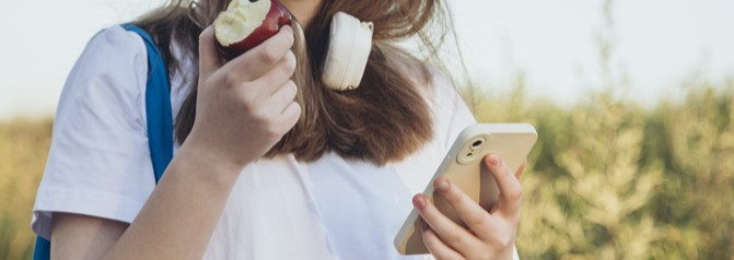 A student on her phone