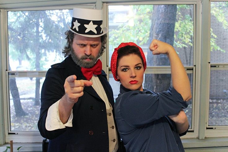 Couple dressed as Uncle Sam and Rosie the Riveter