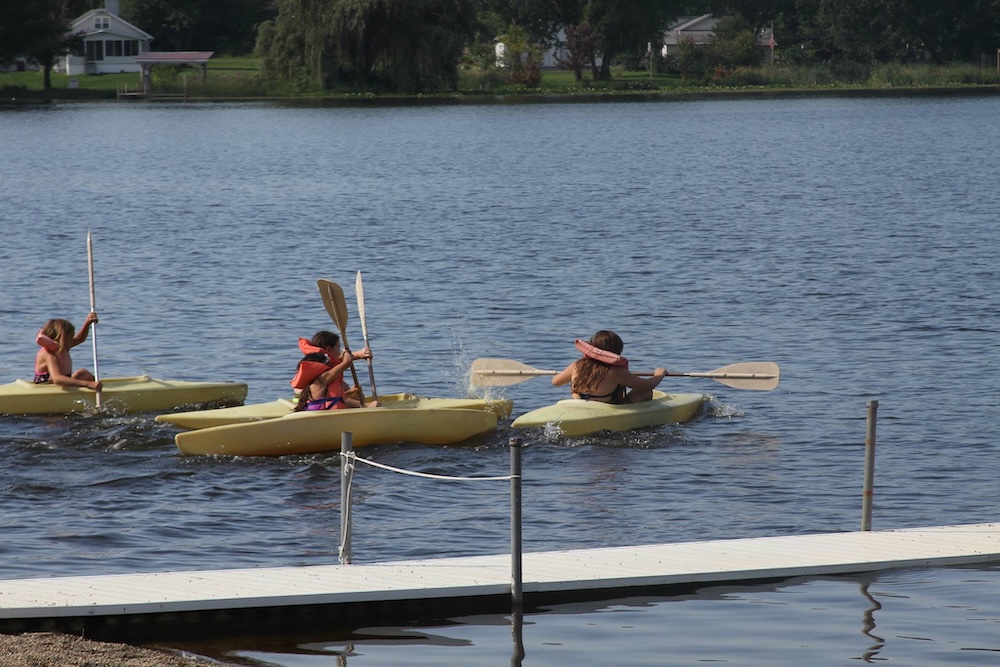 Kids kayaking at Camp Whitley