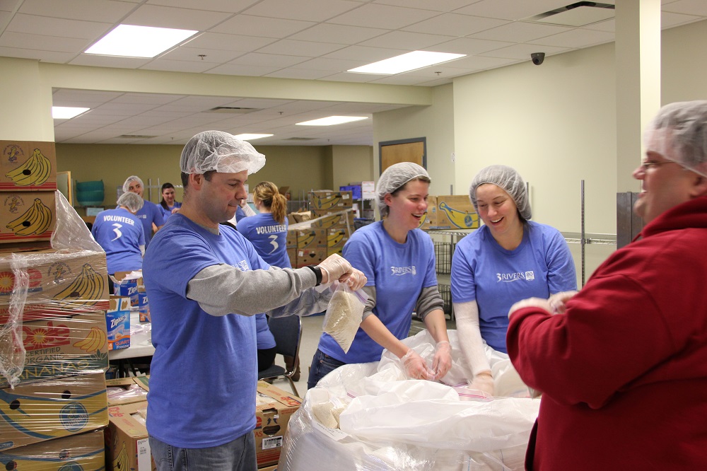 3Rivers team members volunteer at Community Harvest Food Bank on Presidents Day, 2015