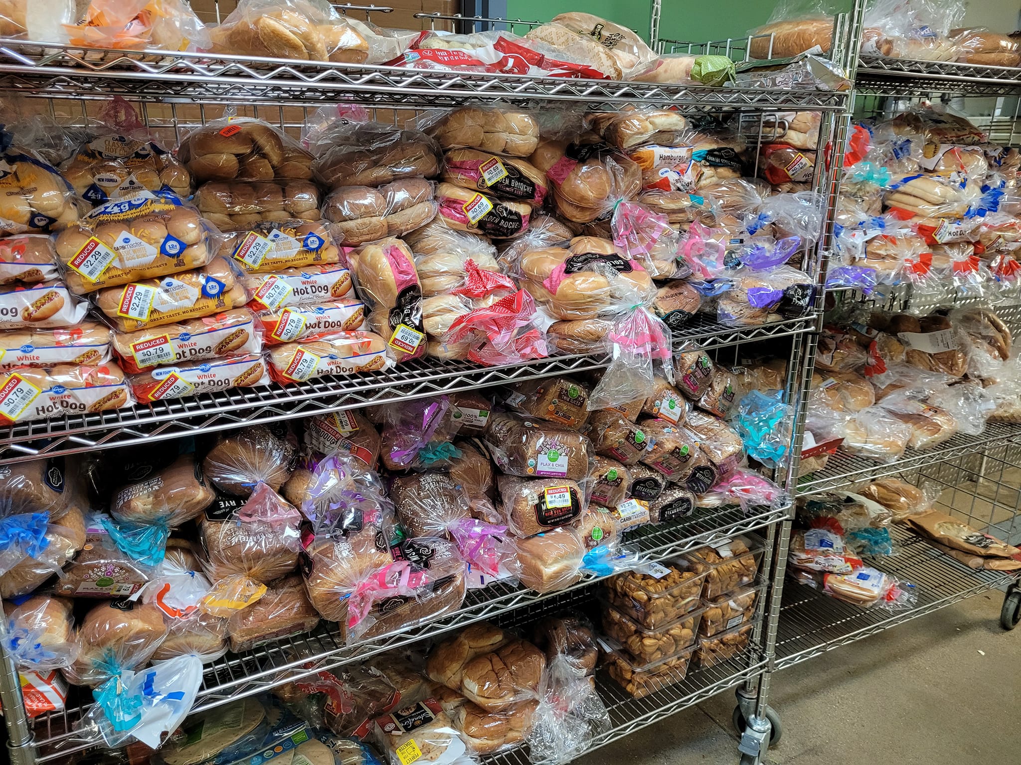 Bread on the shelves at Community Harvest Food Bank