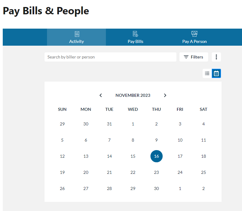 Pay Bills Highlighted Date