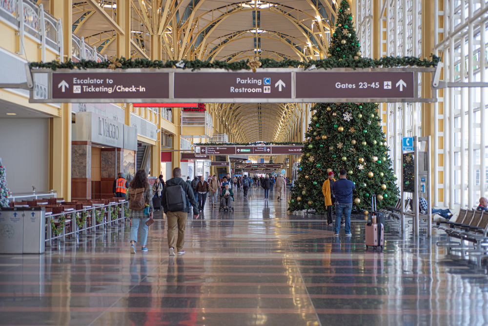 Airport at Christmastime.