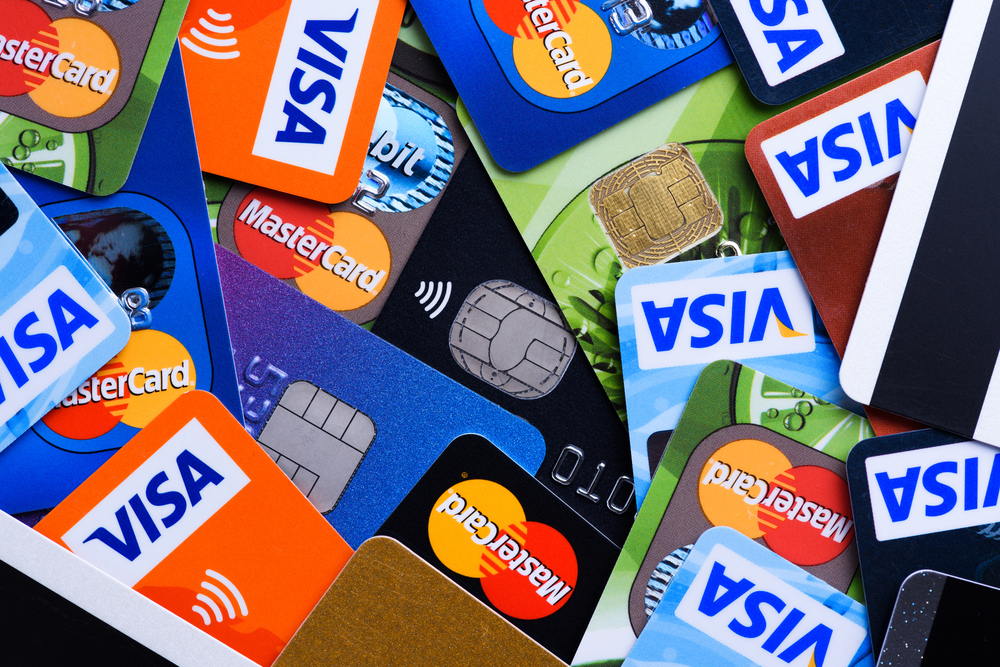 Assortment of credit cards.