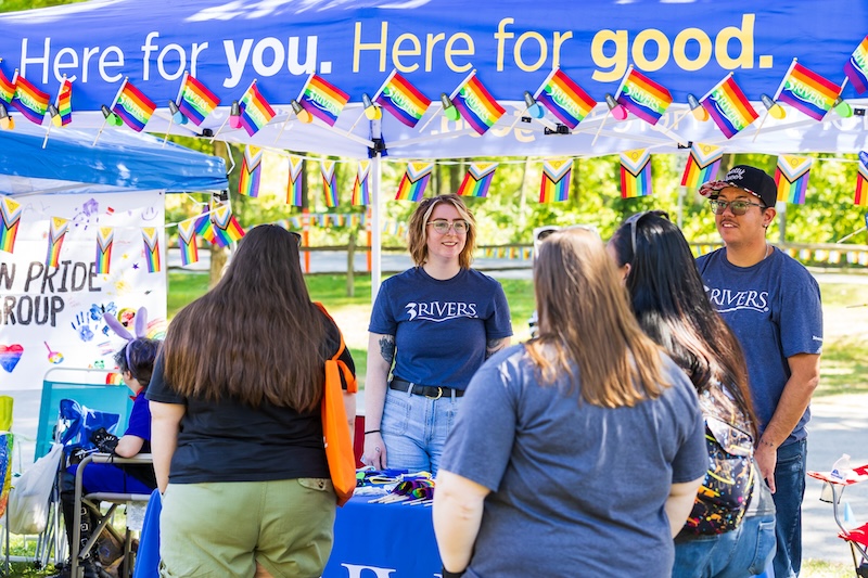 3Rivers team members talk with event-goers at Pendleton Pride 2023.