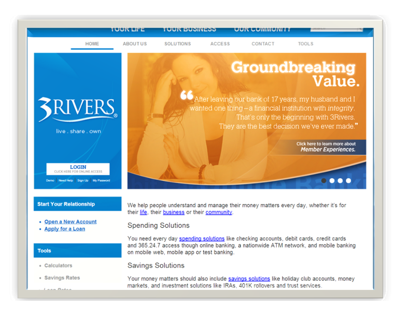 3Rivers Website in 2012