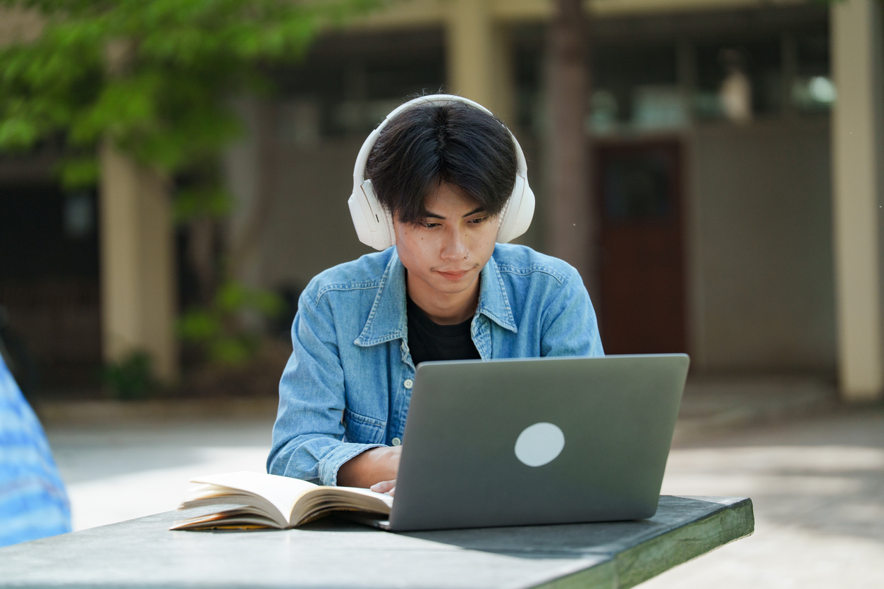 Student on his laptop